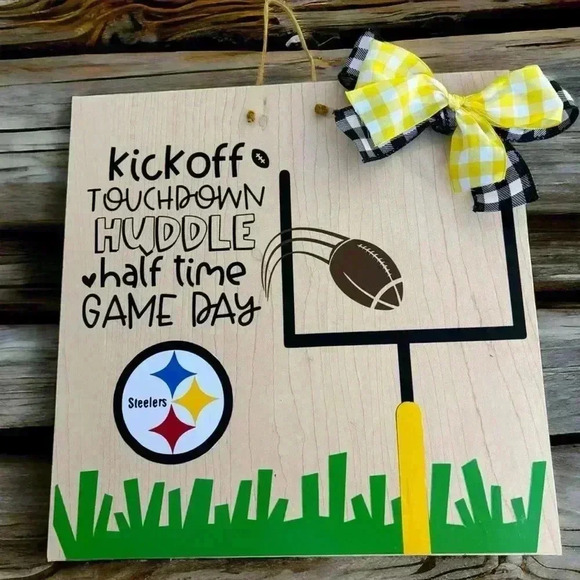 Pittsburgh Steelers handmade 12x12 Wall Sign. Choose with or without bow. #NFL - Picture 5 of 6